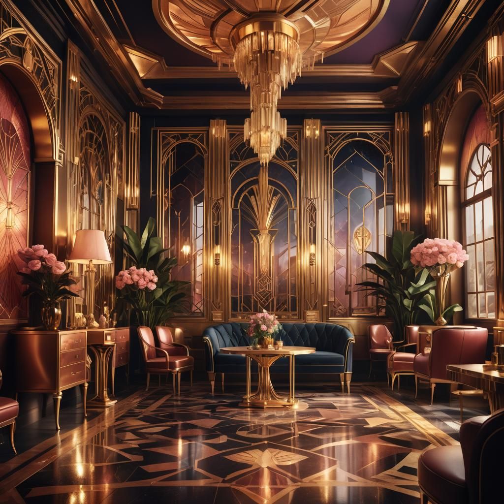 Lavish Art Deco Interior with Geometric Patterns
