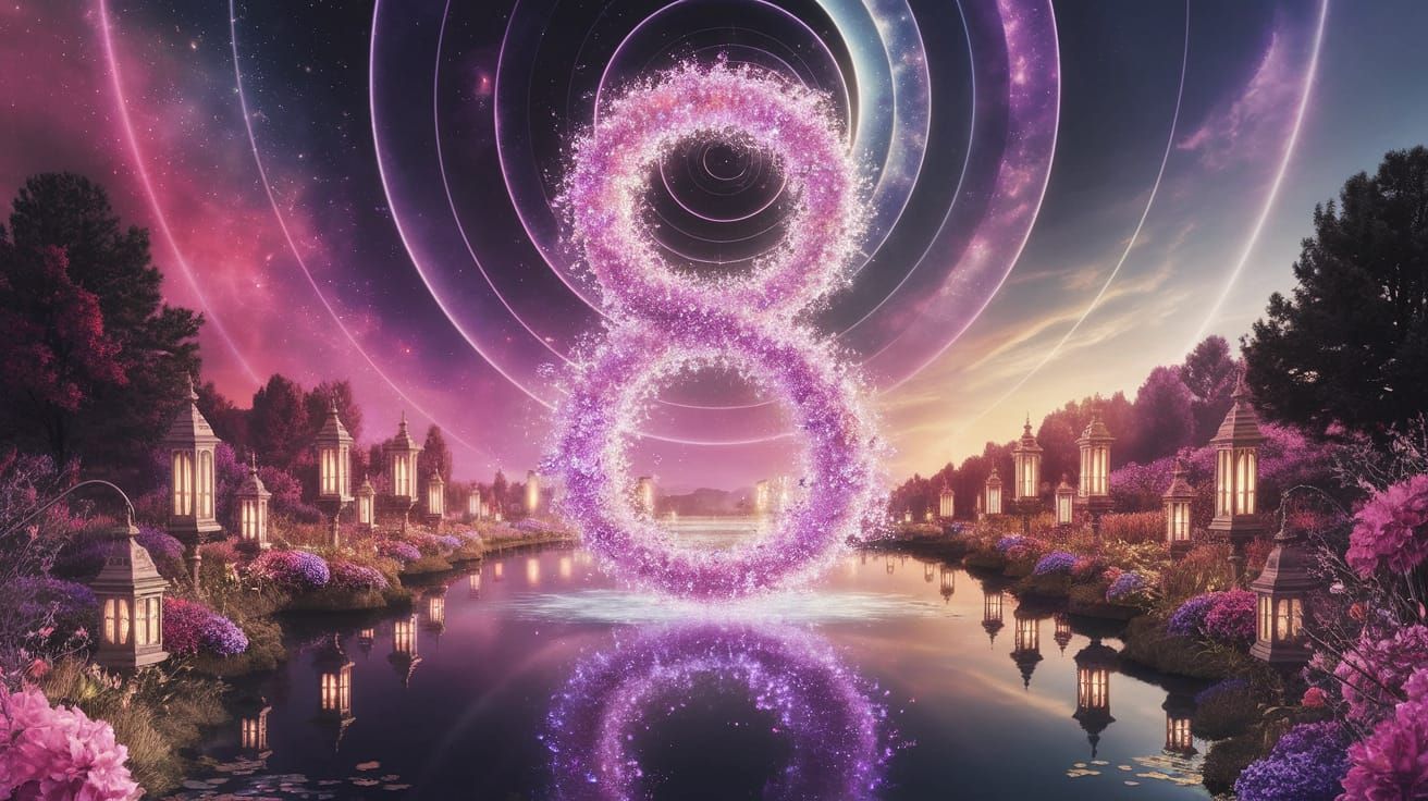 Enchanted Cosmic Pond with Shimmering Bioluminescent Number ...