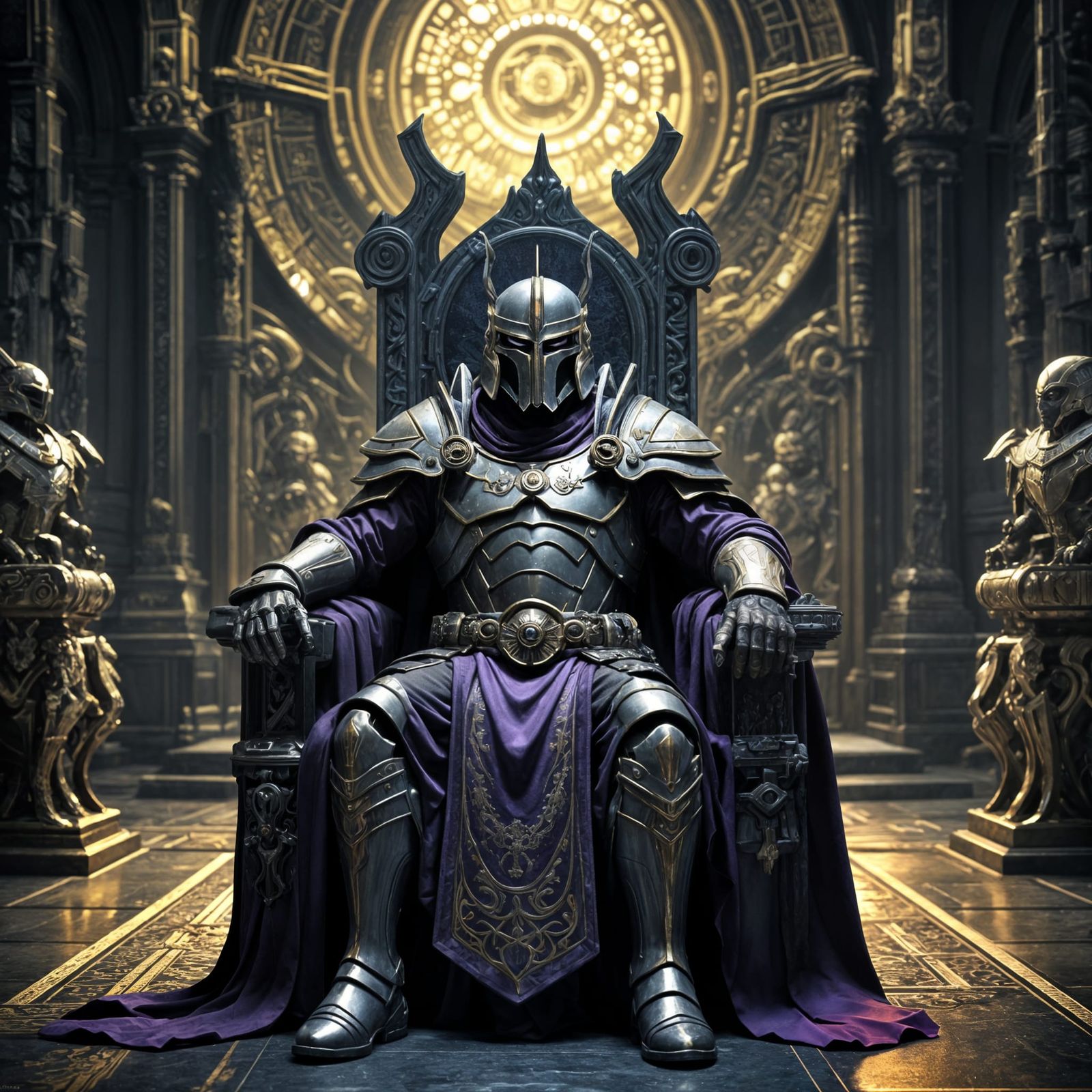Regal Emperor in Futuristic Throne Room