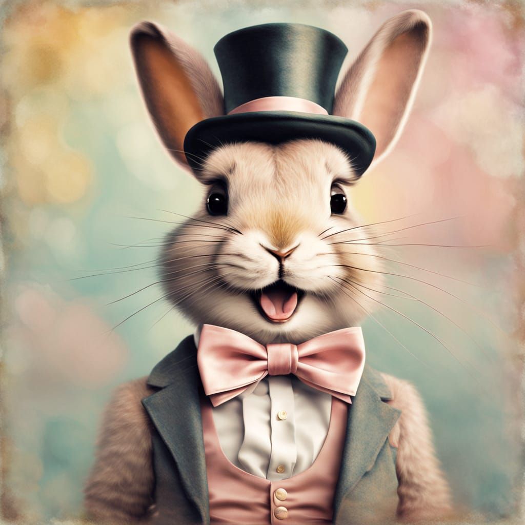 Humorous Bunny Gentleman in Impressionist Style