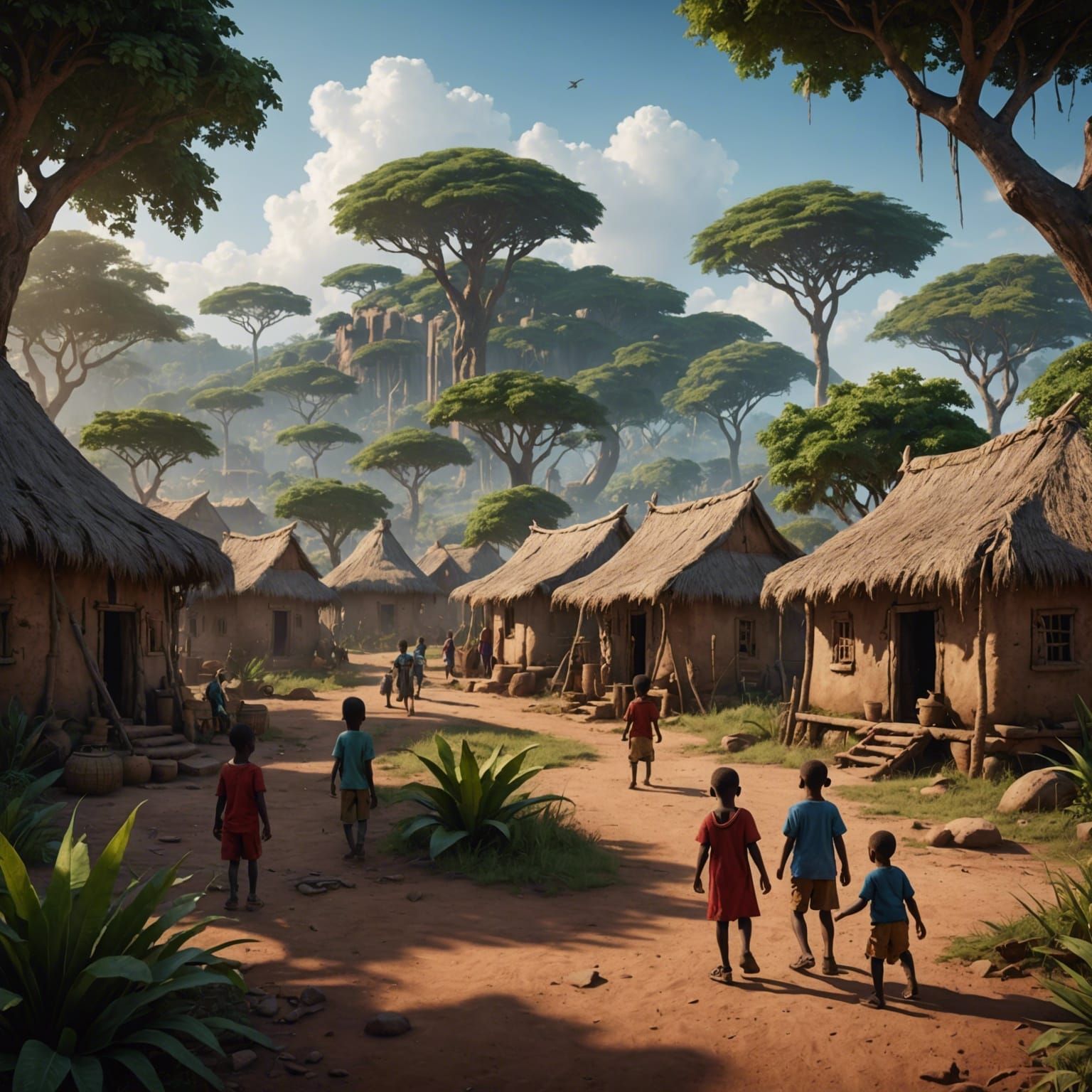 Children Playing in African Village