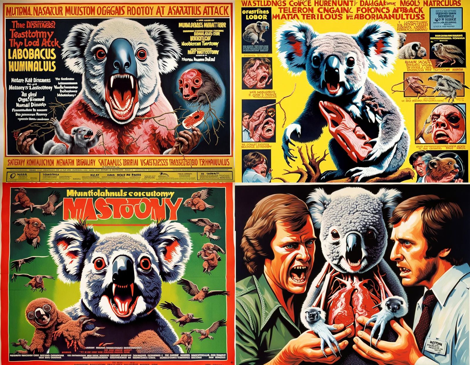 Horrific Koala-Buzzard Mutant Attack: 1970s Movie Poster