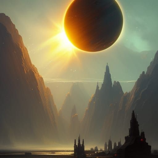 Spectacular Solar System in Dark Fantasy Style