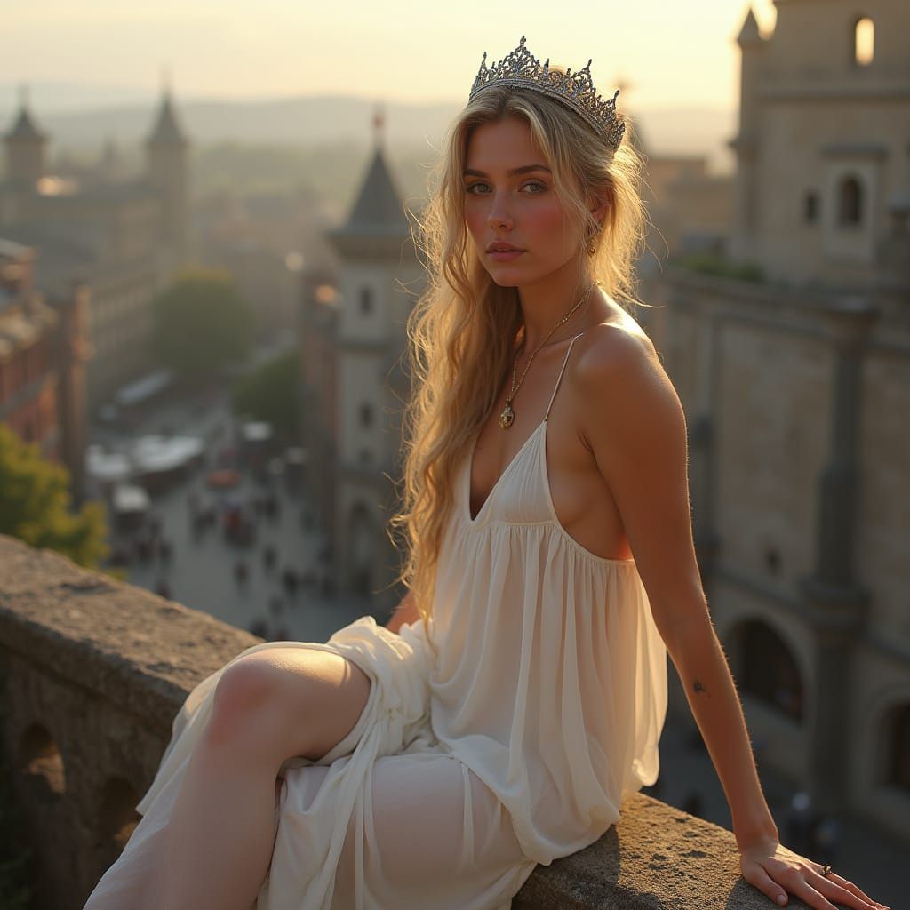 Woman on Balcony in Simon Stalenhag Style