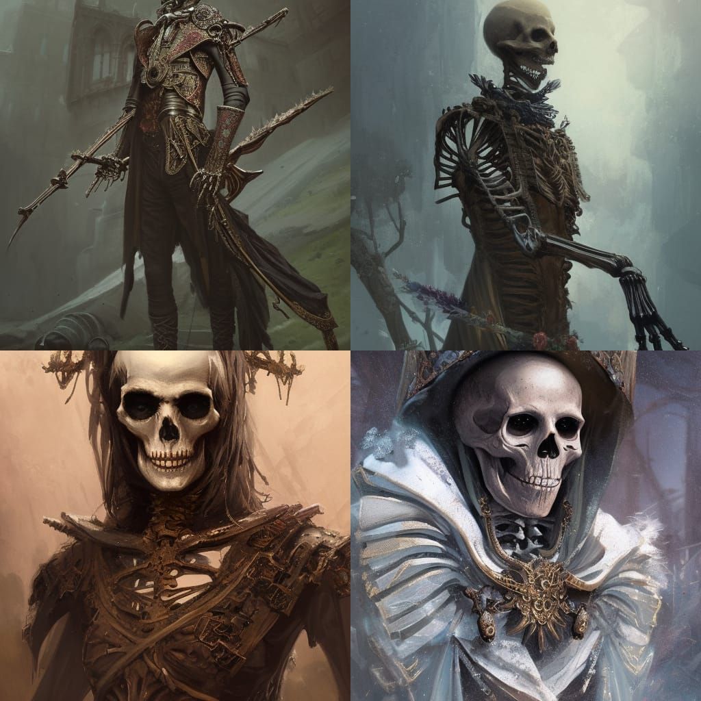 Medieval Skeleton Portrait in Detailed Fantasy Art