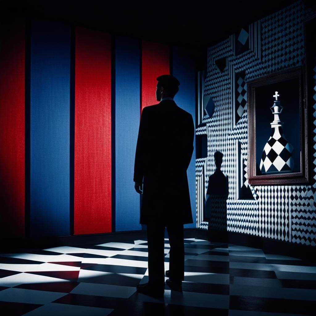 German Expressionist Film Still with Geometric Motifs