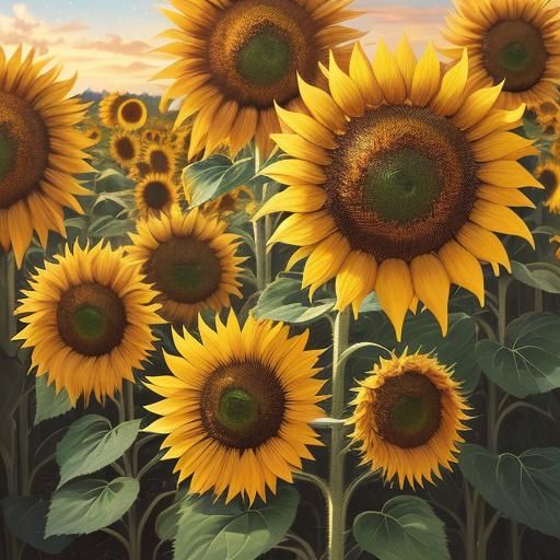 Sunflower Dragon in Sun-Kissed Field: 3D Illustration