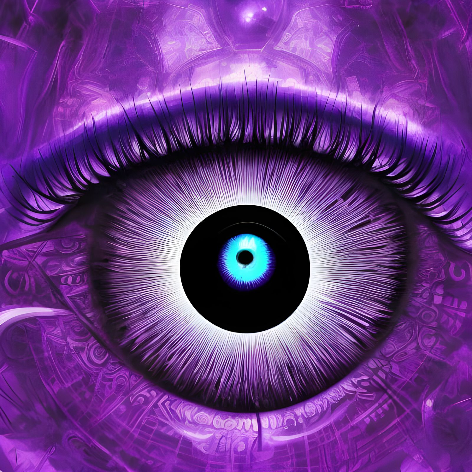 Mechanical Evil Eye Above Pyramids Digital Illustration