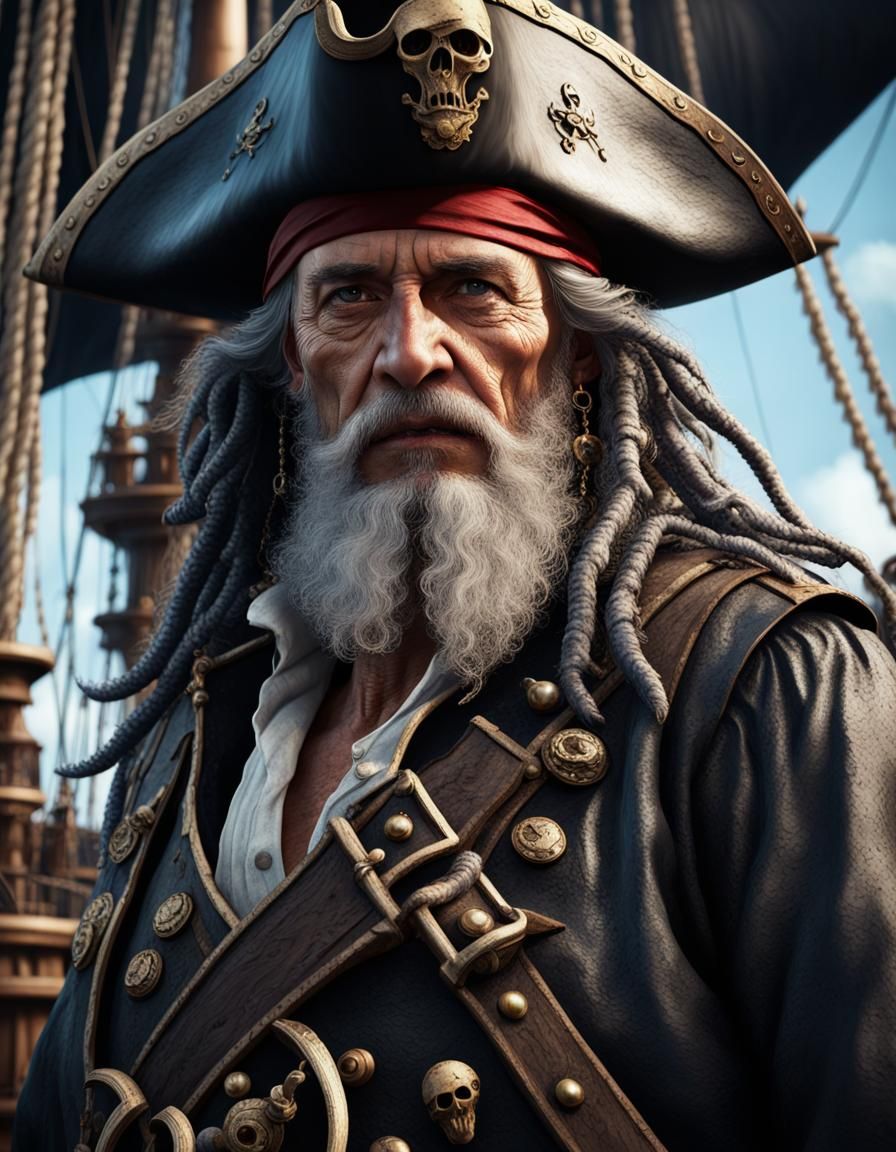 Old Pirate Portrait on the Black Pearl