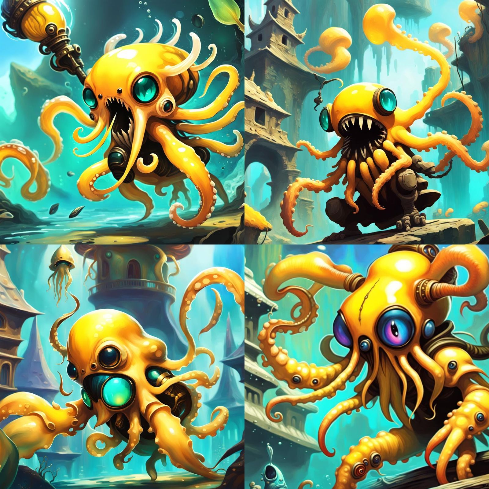 Squid with tentacles hybrid