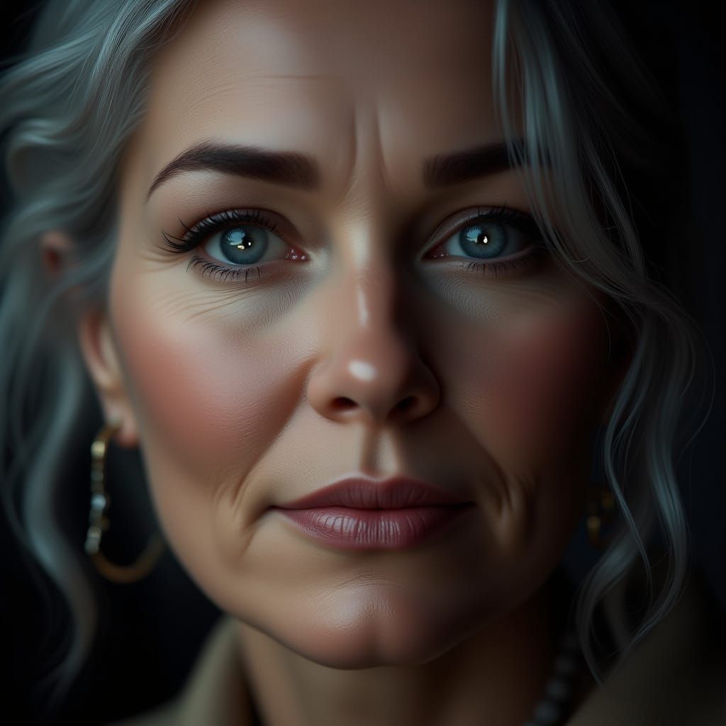 Macro Portrait of Woman with Distant Stare