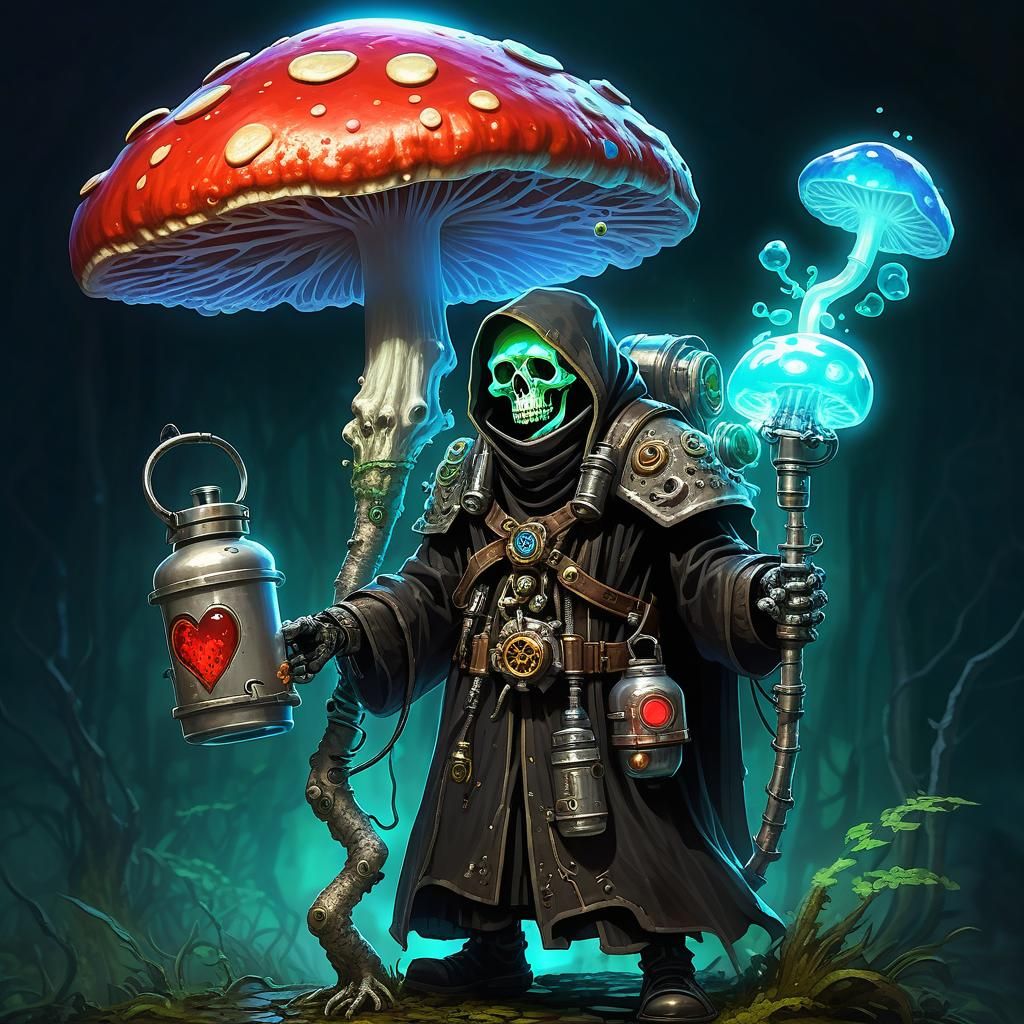 Biopunk Lich Sorcerer Lord with Mushroom Canister