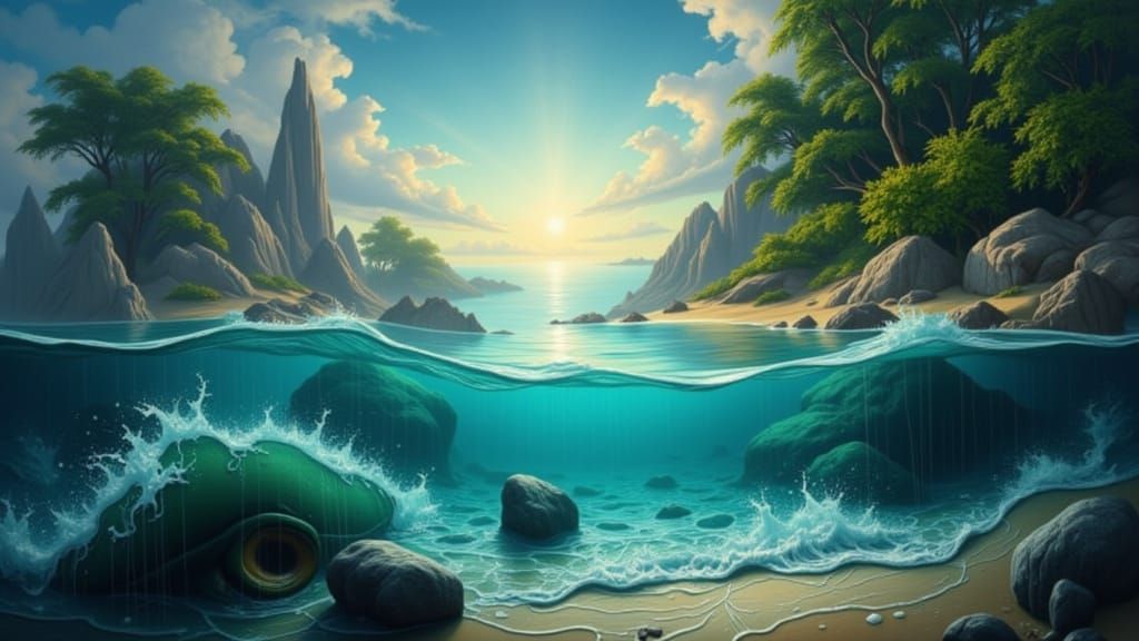 Dreamlike Seascape with Rain