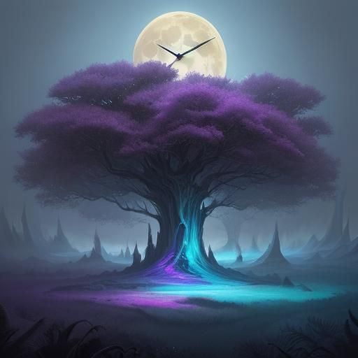 Melting Clock in Dream Landscape, Surrealist Digital Art