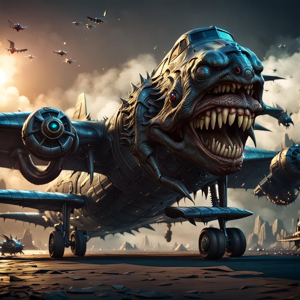 Monster Airplane with Bat Wings in 3D