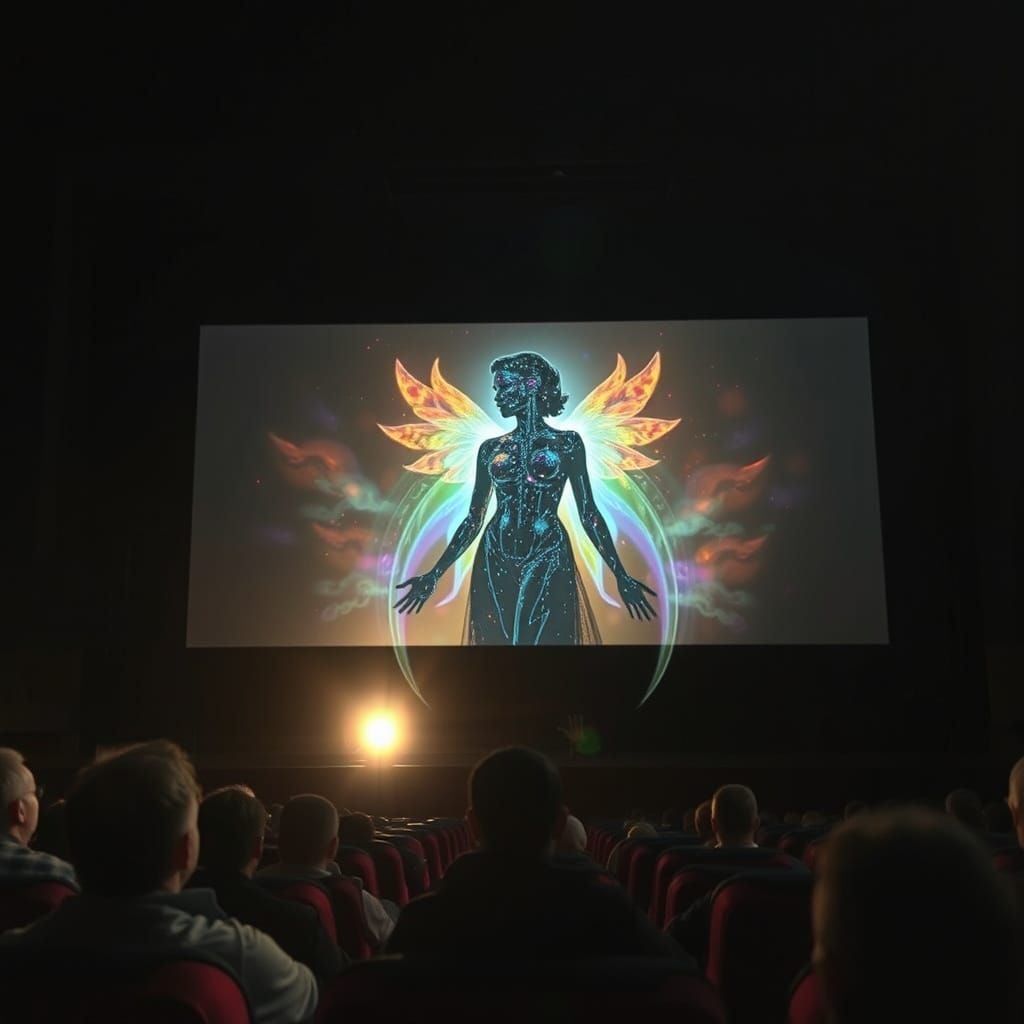 Ethereal Goddess Emerging from Prismatic Aura