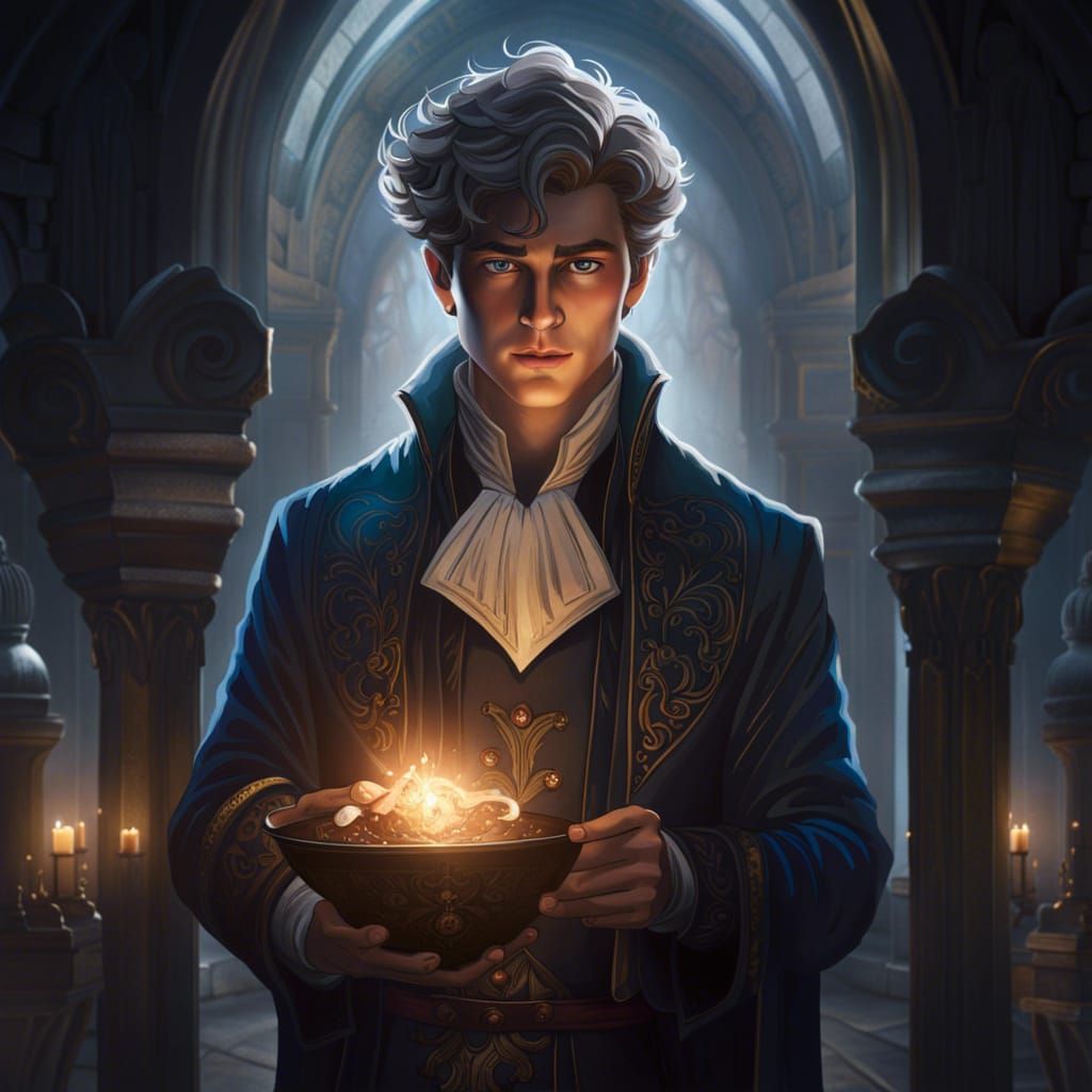 Teen Warlock Casting Turquoise Magic in Medieval City