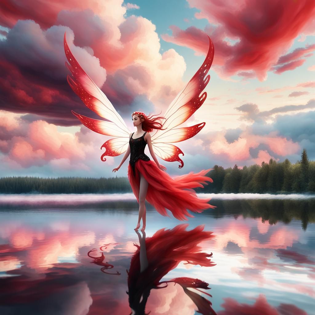 Ethereal Fairy in Dreamy Cloudscape Fantasy Art