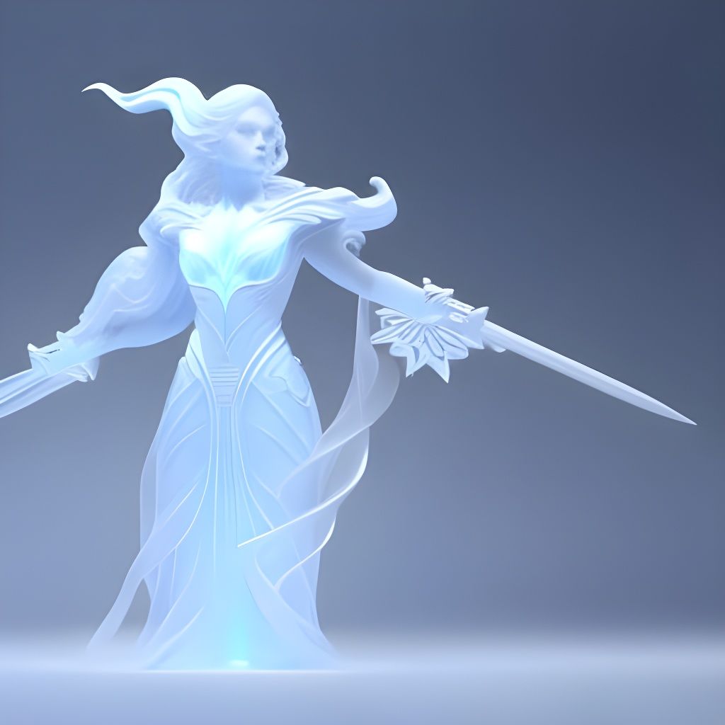 Ethereal Ice Woman Statue in 3D