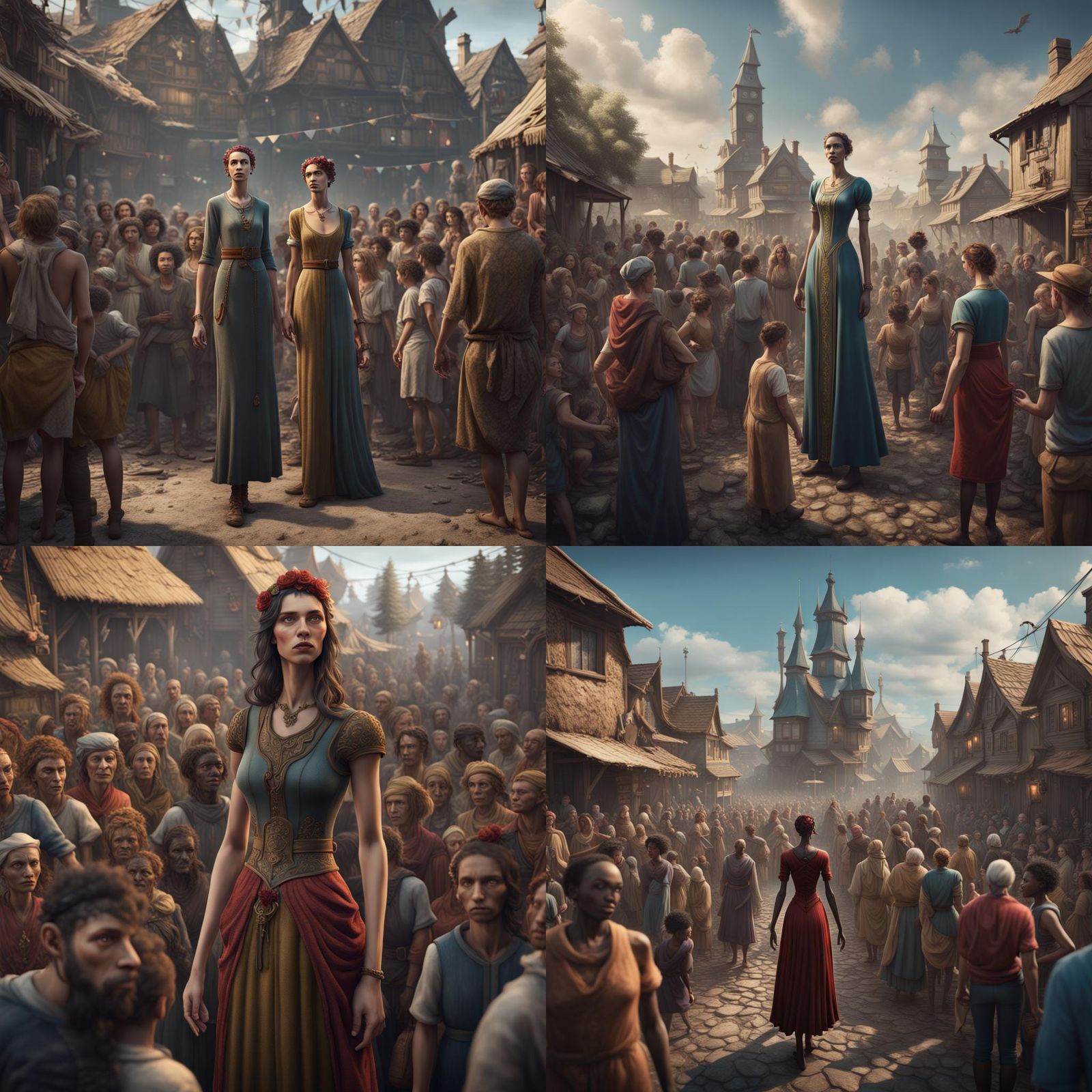 Tallest Woman in Crowd: Fantasy Concept Art