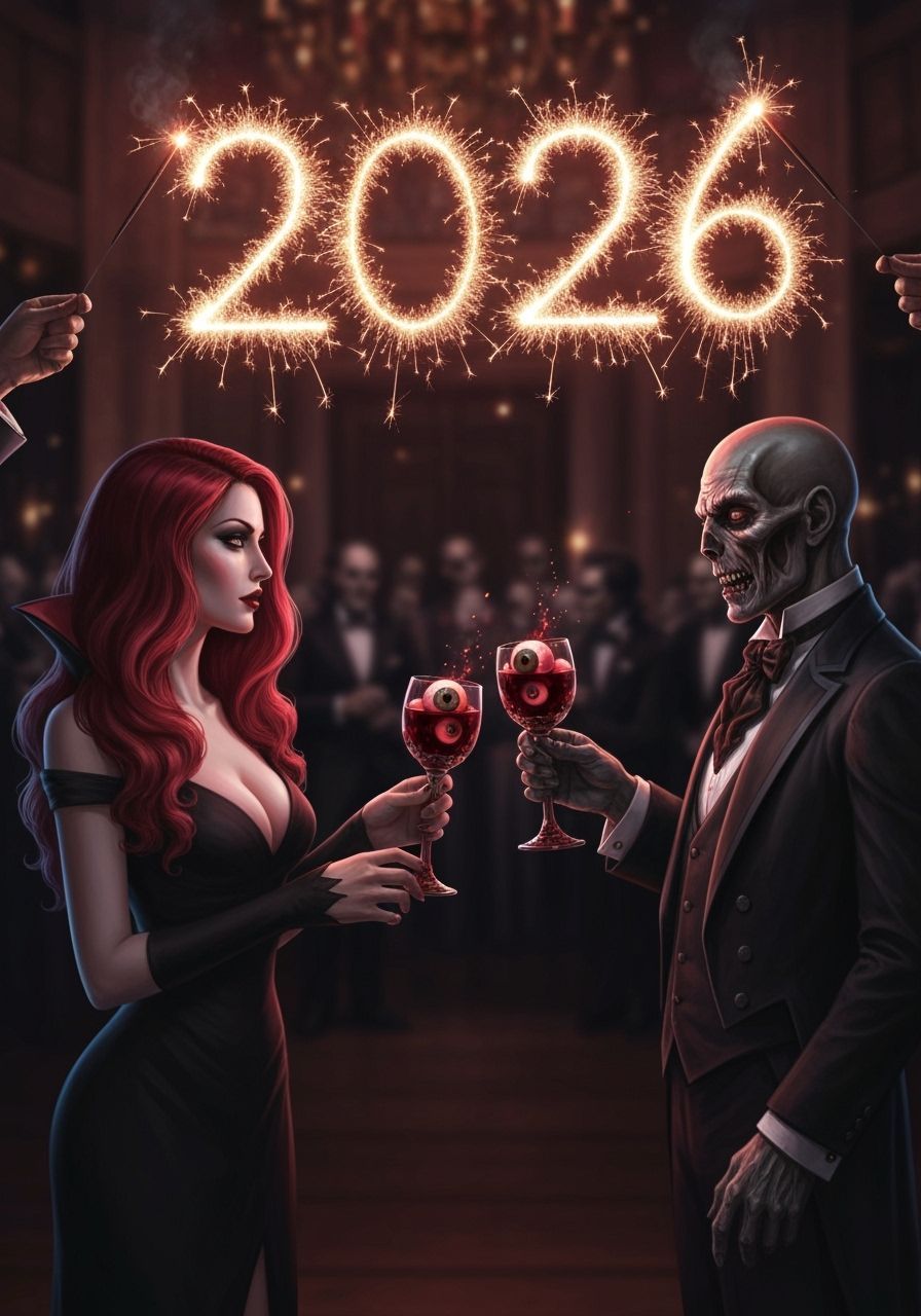 Gothic Ballroom Masquerade with Undead Revelers