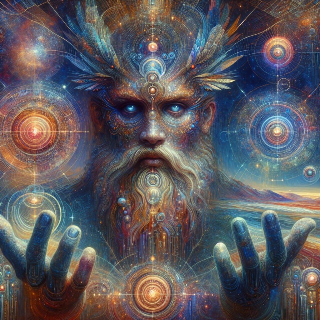 Mayan Deity with Melanin Skin in Oil Painting