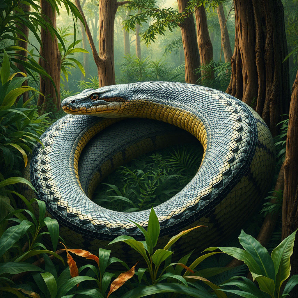 A Gigantic Anaconda on a Jungle