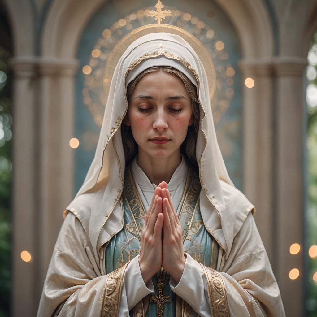 Cinematic Portrait of Saint Mary Praying