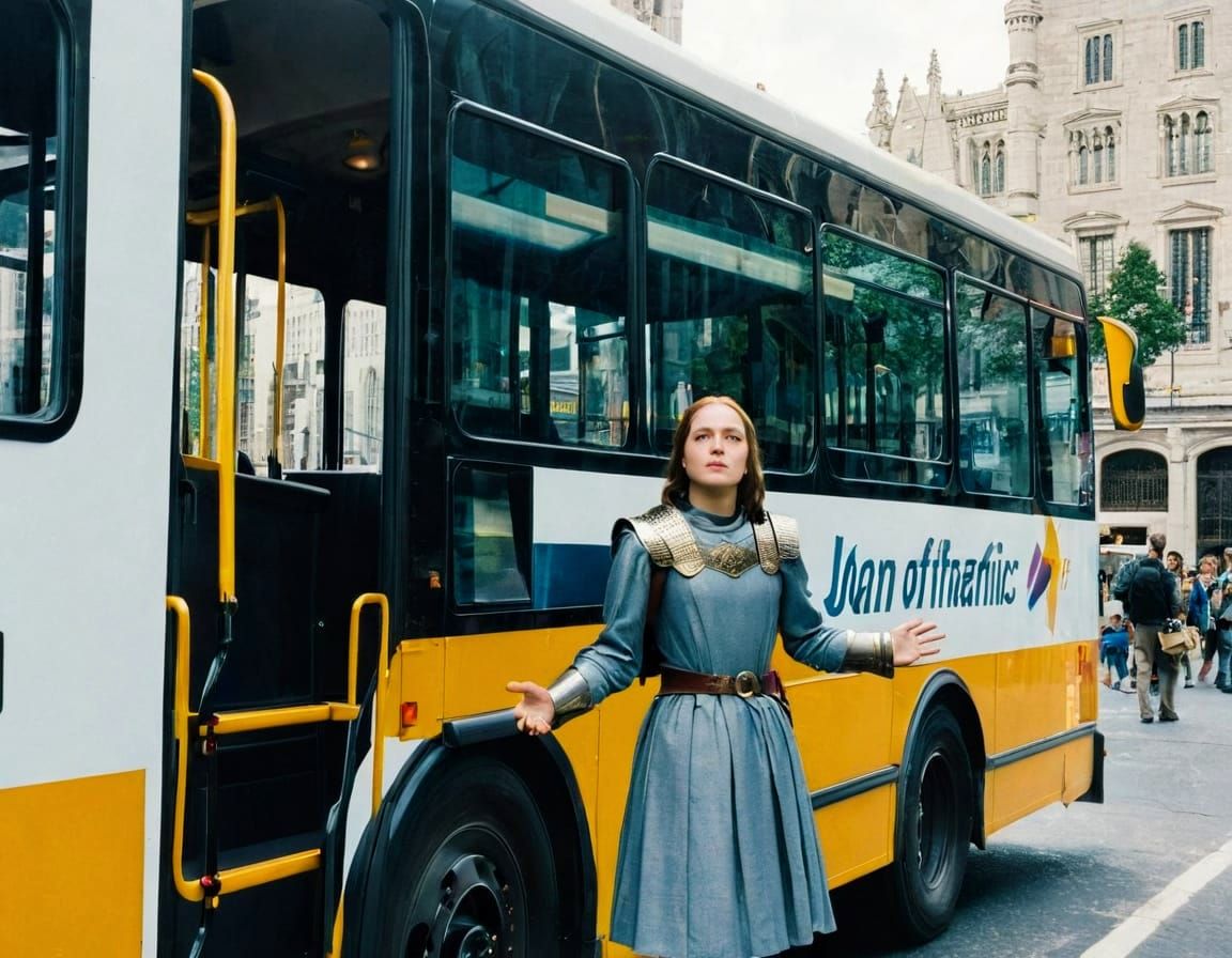 Joan of Arc Rides a Modern City Bus