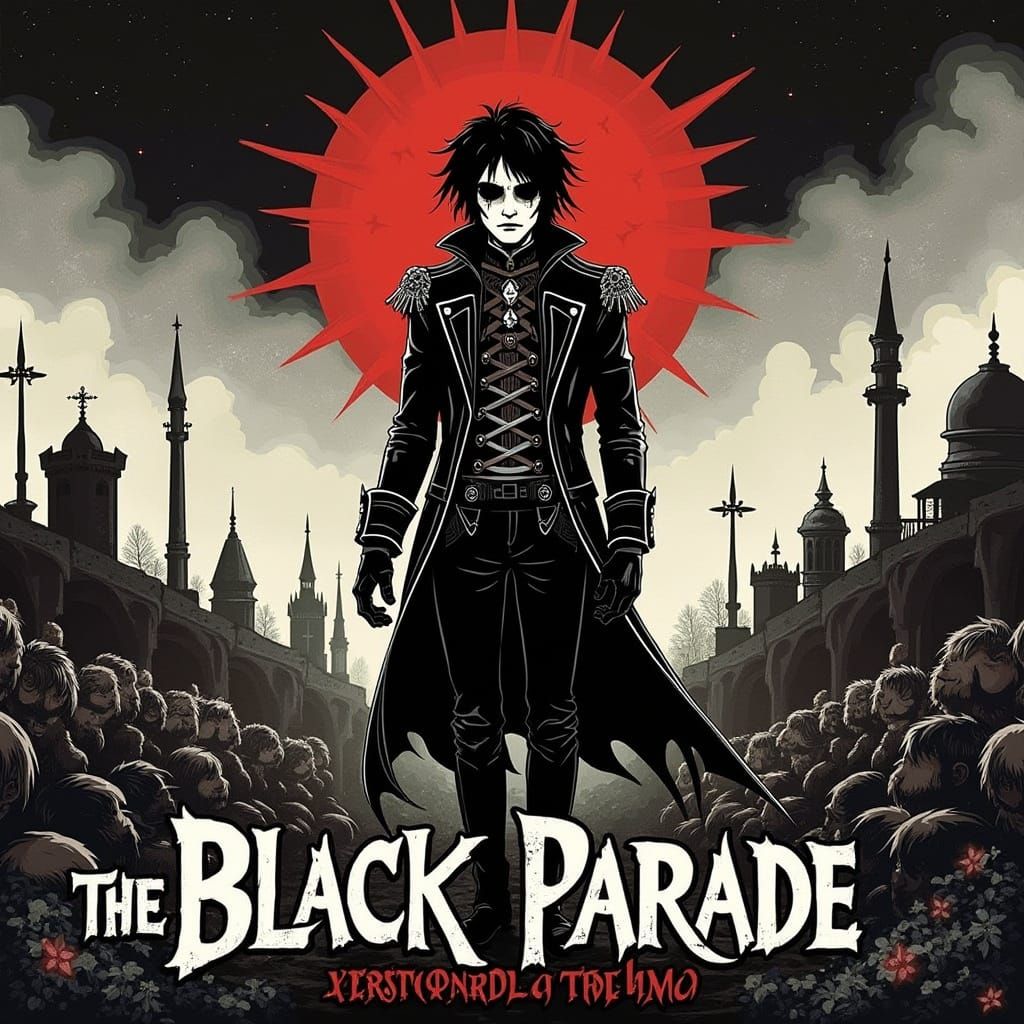 Gerard Way in The Black Parade Emo Goth Cartoon Style