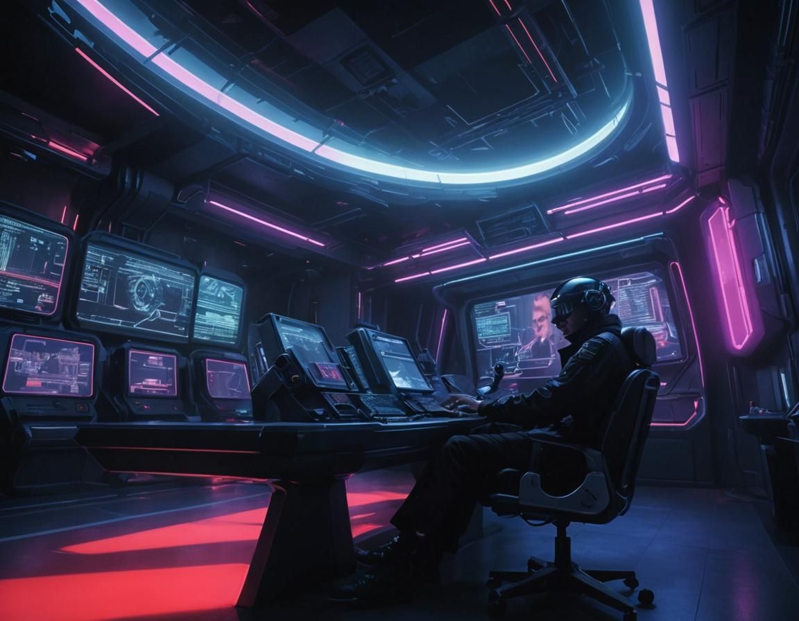 Film Noir Hovercar in Cyberpunk Cityscape