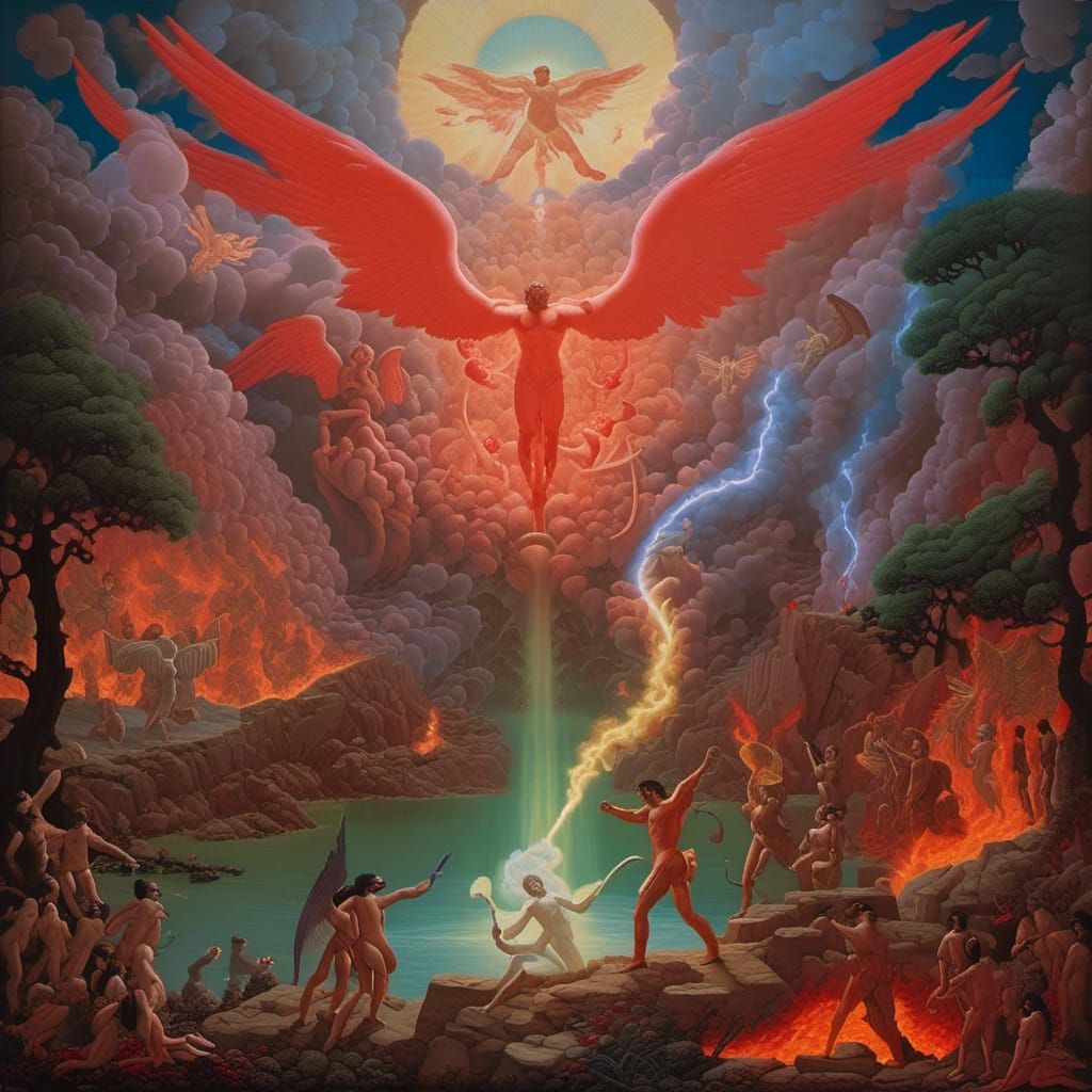 Epic Battle in Eden: Lucifer vs. Michael