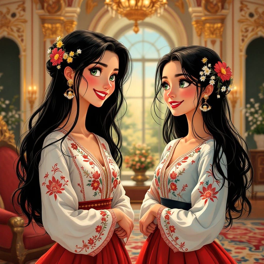 Classic Animation Queen in Whimsical Palace Setting