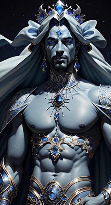Blue Djinn in Vapors, Ancient Persian Style