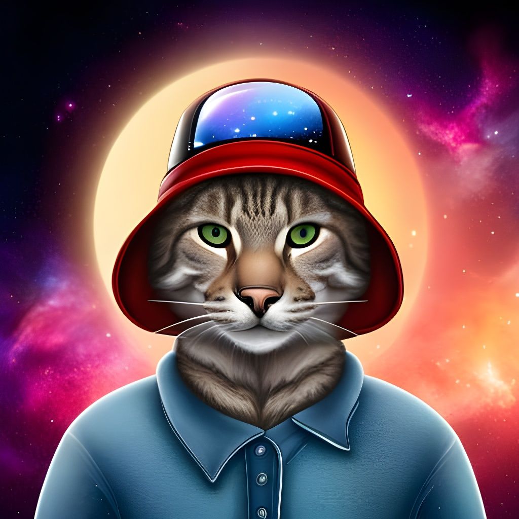 Cosmic Bobcat Peeks From Bucket Hat in Space
