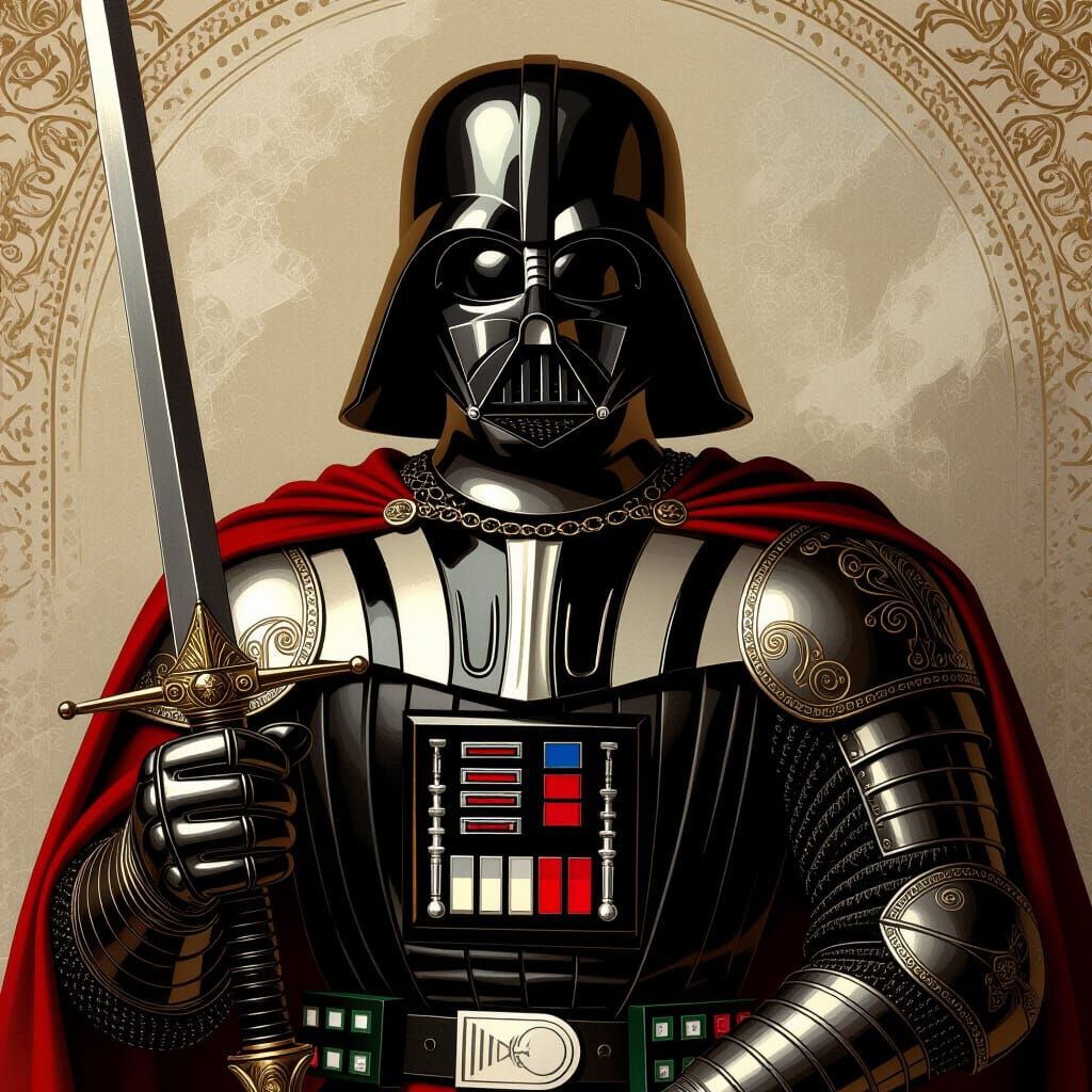 Darth Vader as Medieval Knight in Baroque Style