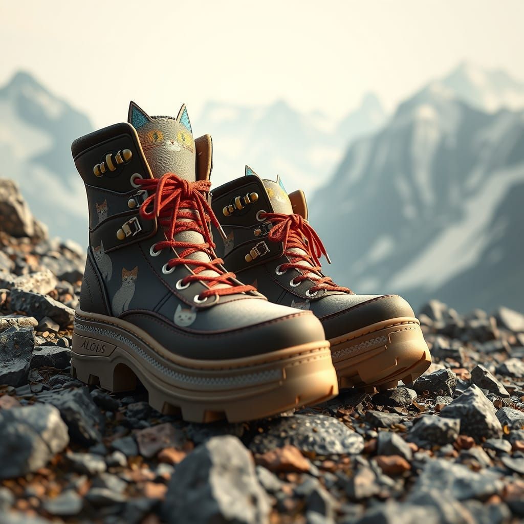 Stunning Anime-Inspired Trekking Boots with Whimsical Cat De...