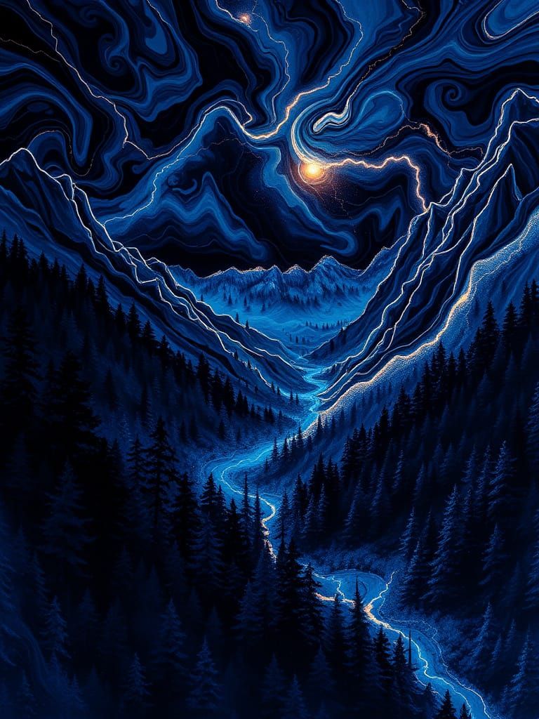 Abstract Storm Tapestry of Light and Darkness