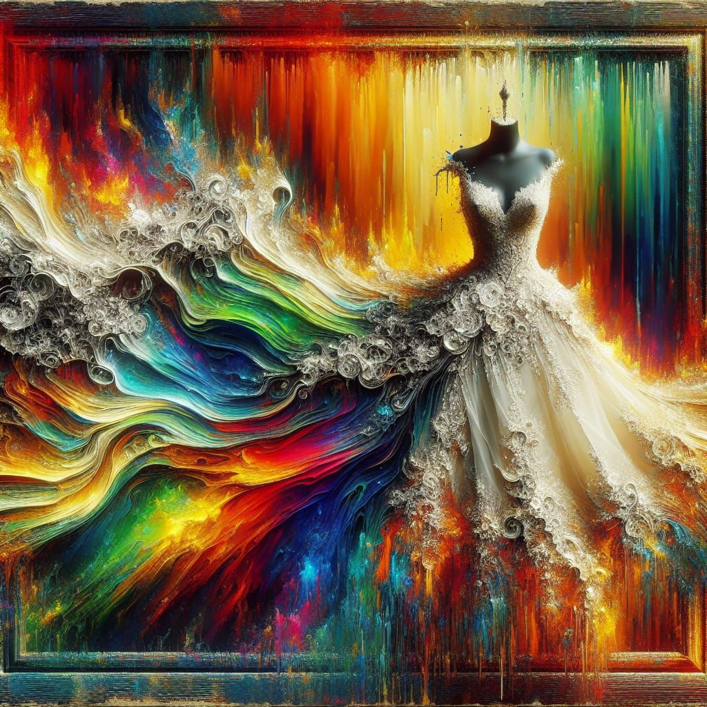 Iridescent Wedding Dress in Graffiti Street Art Style