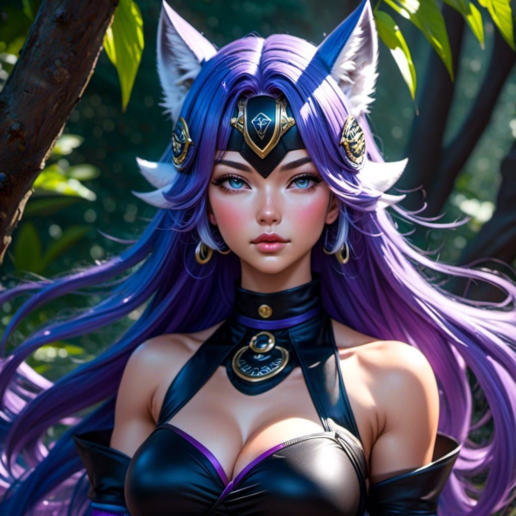 Neon Jungle Woman with Wolf Ears