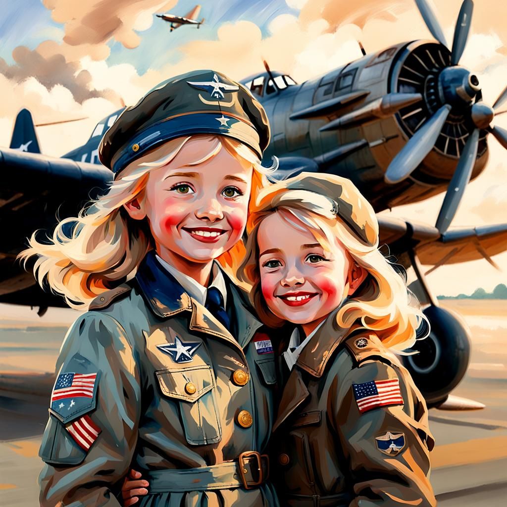 Girl in Pilot Cap, Poulbot Style Impressionism