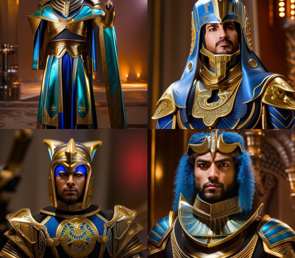 Egyptian Sorcerer in Metallic Armor Portrait