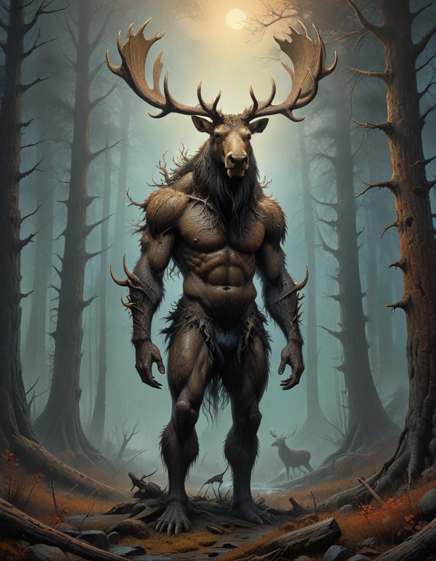 Regal Moose-Legged Creature of the Canadian Wilderness