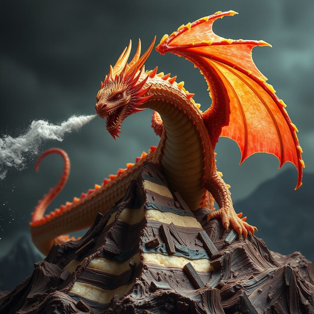 Candy Dragon Breathes Sugar Dust Over Nougat Mountains