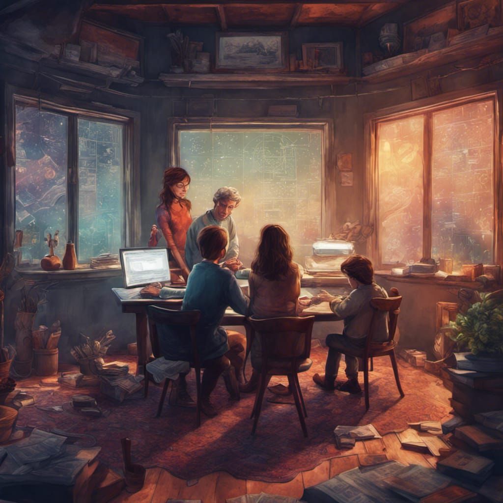 Family Budget Review in Detailed Matte Painting Style