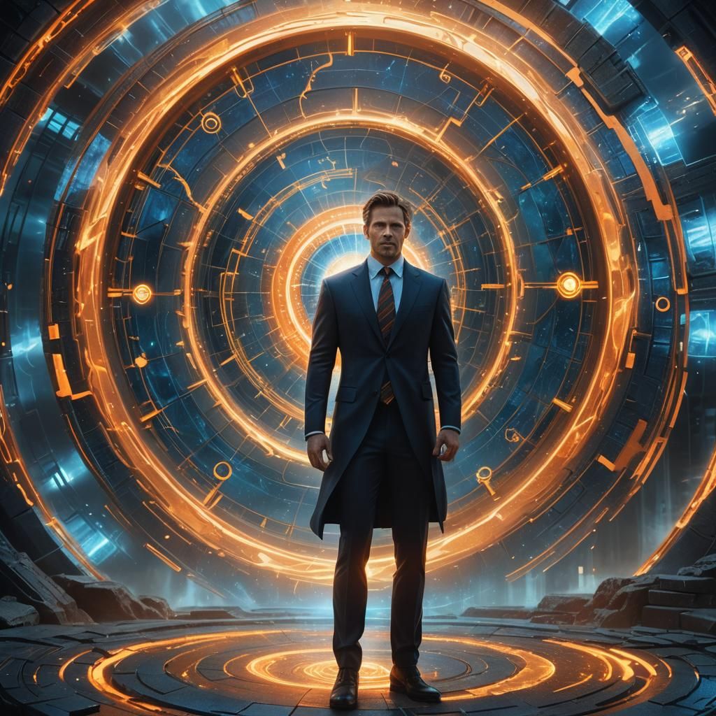 Time-Manipulating Superhero in Fantasy Concept Art Style