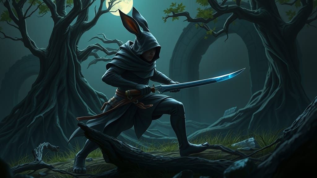 Bunnyfolk Assassin in Dark Fantasy Heathland