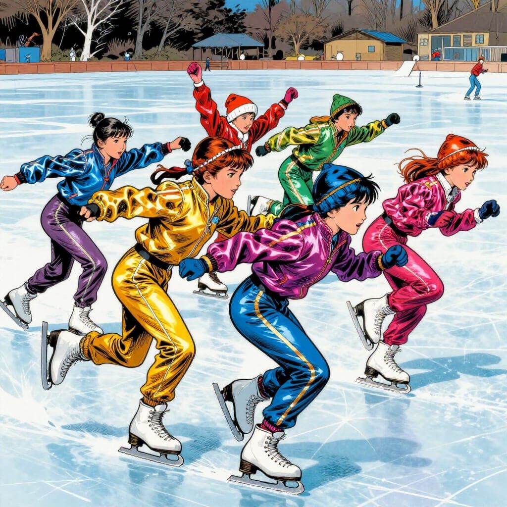 Children Skate Energetically in 90s Style