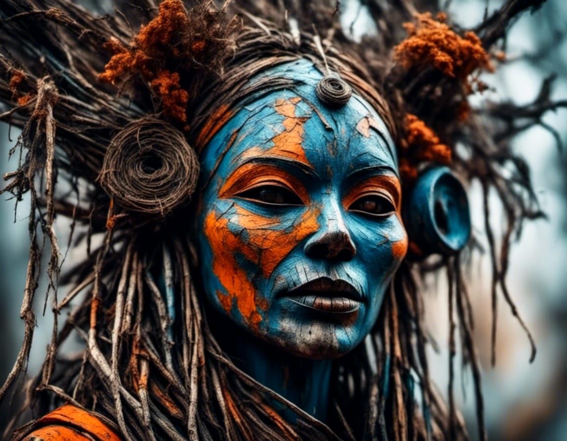 Shamanic Witch Portrait in Digital Art Style