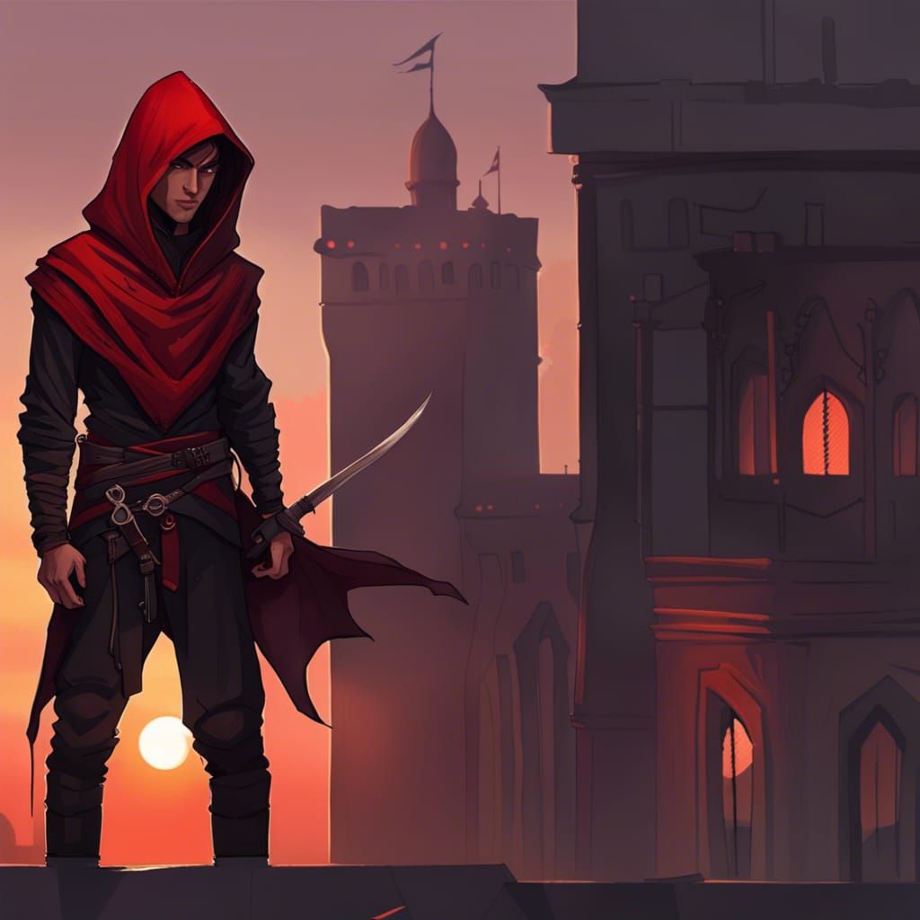 Rogue Assassin Portrait on Rooftop at Sunset